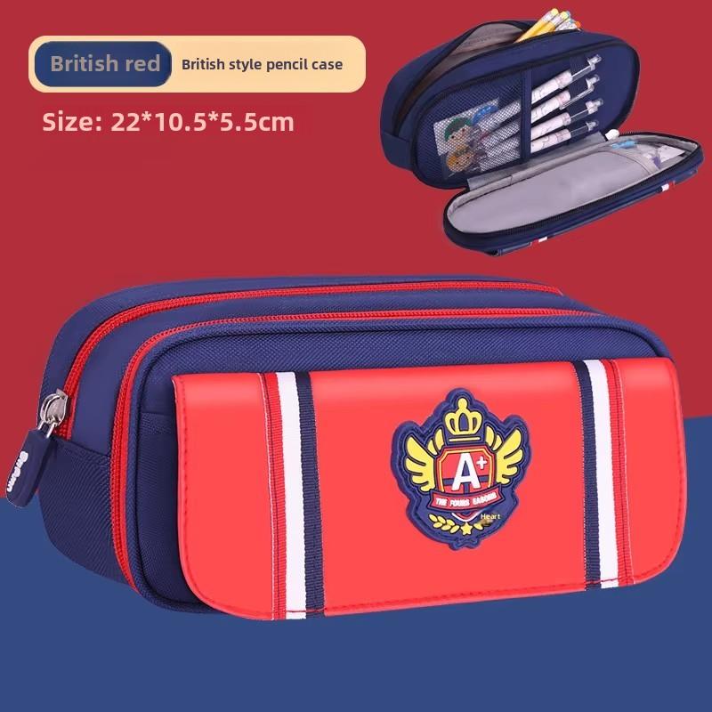 New Style Oxford Pencil Case British Wind Primary School Students' Stationery Storage Unisex Large Capacity Nylon Lining