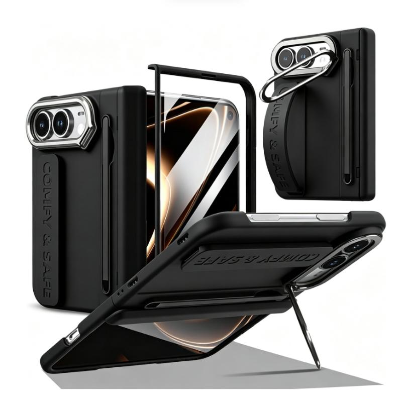 High Quality Matte PC Case for IPhone Duo with Wrist Strap Stylus Pen HD Screen Film Lens Frame Kickstand Hinge Protection Cover