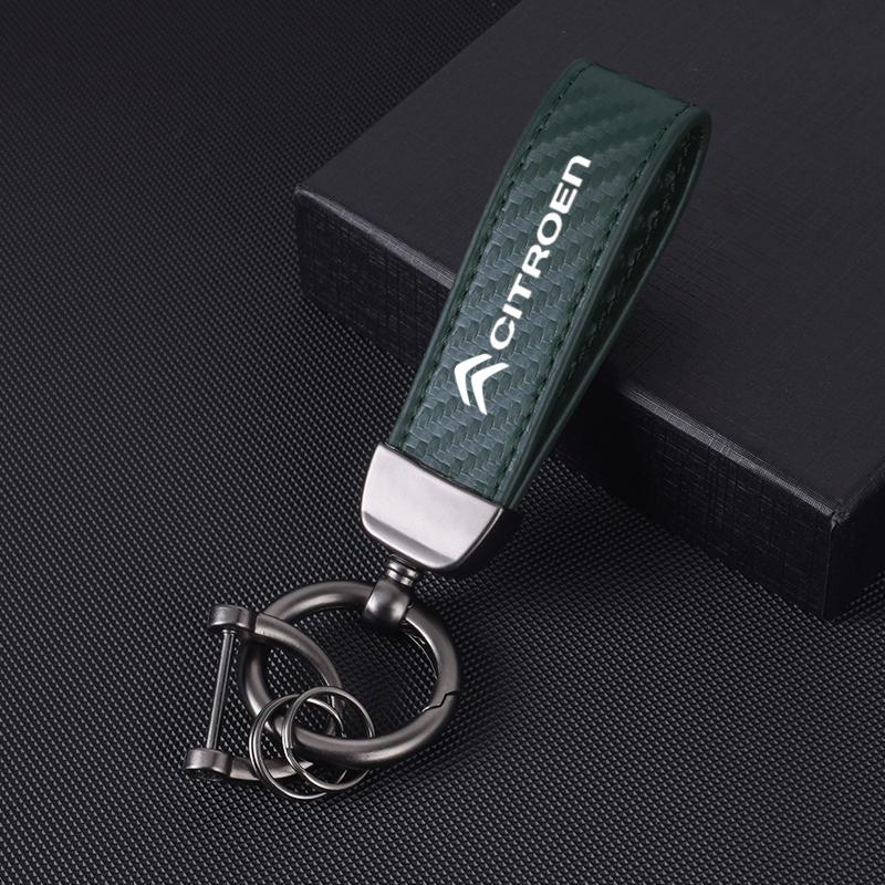 GJDJ7 Carbon Leather Key Chain Ring Keyring For Citroen C1 C2 C3 Vts C4 Saxo C4L C5 C6 C8 Xsara Picasso Berlingo Cactus Aircross C3-XR