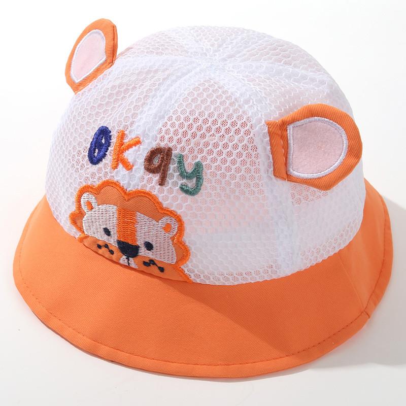 Baby Boys Girls Cartoon Lion Mesh Sun Hat With Uv Protection For Outdoor Activities