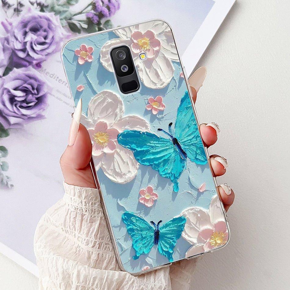 Чехол для телефона Samsung Galaxy A6 Plus 2018 На Samsung A6+ (2018) A6 A600F A605G Элегантные Цветочные Кошачьи Мягкие Силиконовые Прозрачные TPU Чехлы