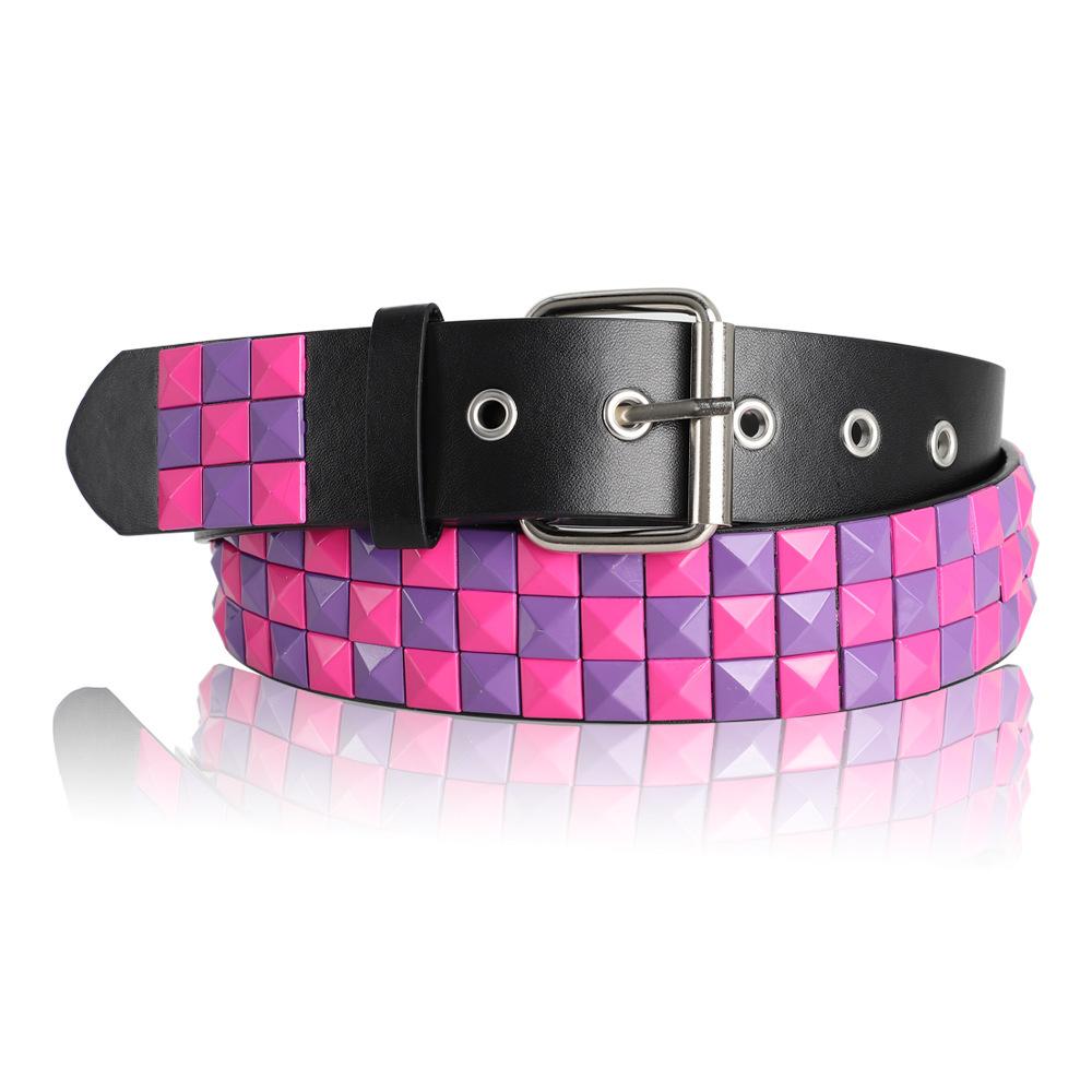 Multicolor Rivet Belt Women'S Heavy Metal Belt Men'S And Women'S Belt, Punk Rock Jeans Belt