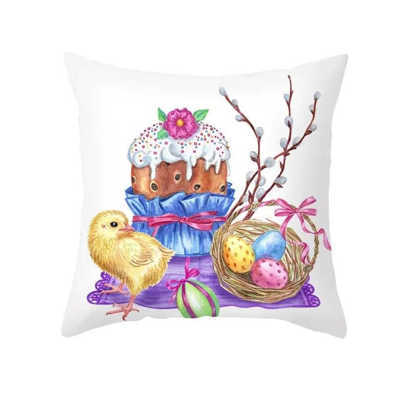 Весенний домашний декор, чехлы для подушек, счастливые пасхальные яйца, кролик, декоративные наволочки, наволочки с цветами и кроликом, 45x45 см