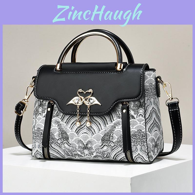 Chic Embroidered Color Block Handbag For Women Stylish Versatile Shoulder Bag