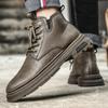 High Quality Men Casual Leather Outdoor Motorcycle Boot Vintage Flat Designer Round Toe Boots Punk Classic Cowhide High Top Shoe