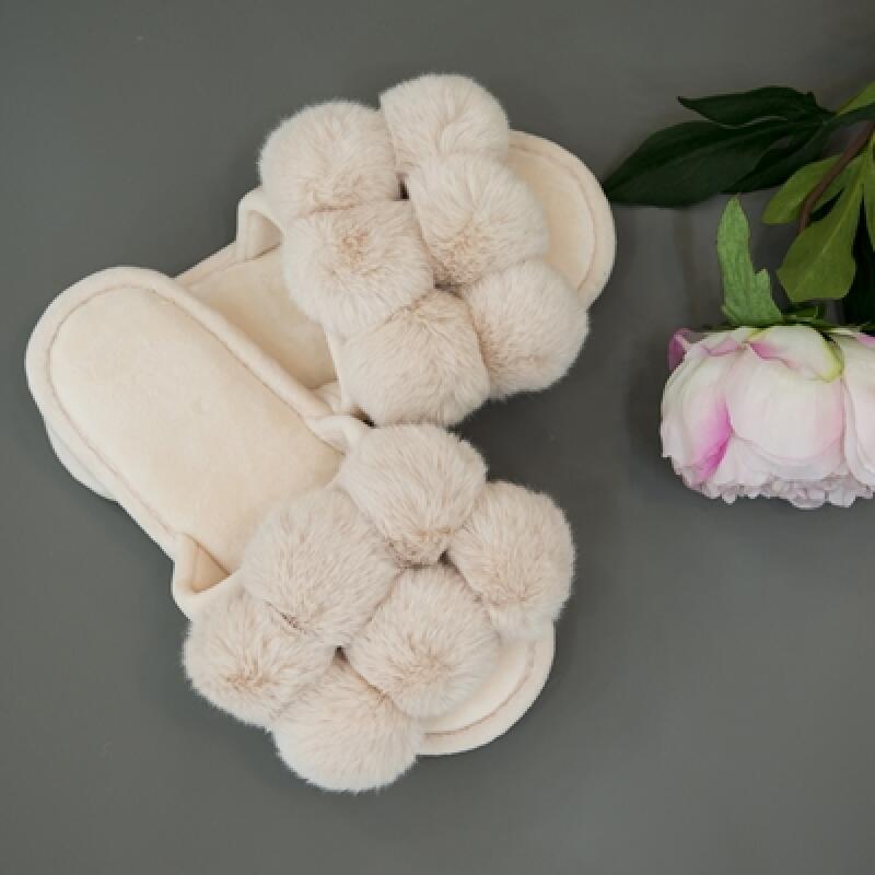 Fox open-toe fur slippers (4 colors)