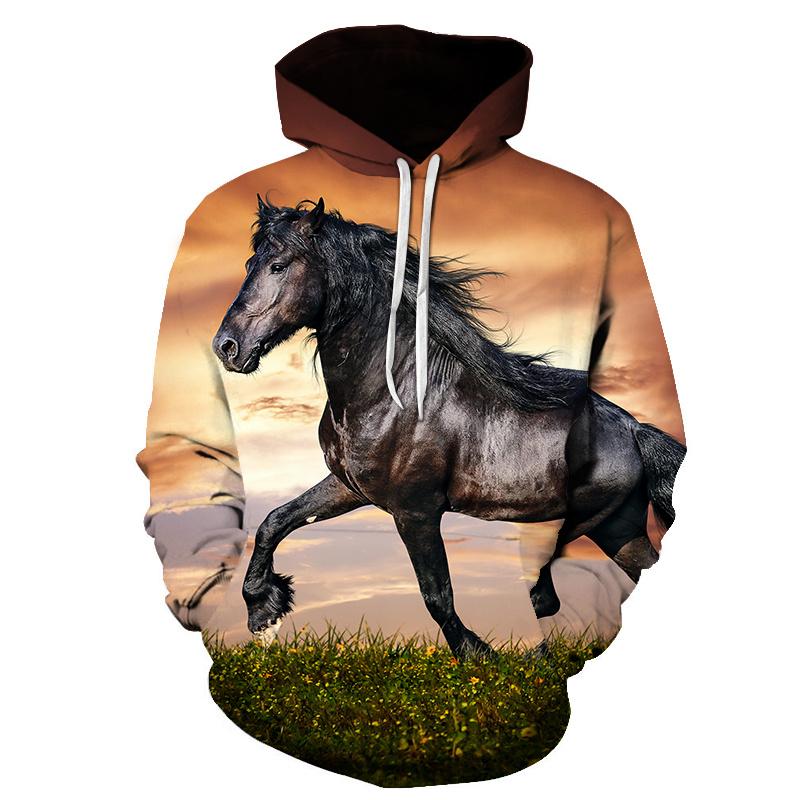 Spring Autumn Horse 3D Print Men's Hoodies Sweatshirts Animal Design Men Women Casual Streetwear Pullover Oversized Hoodie