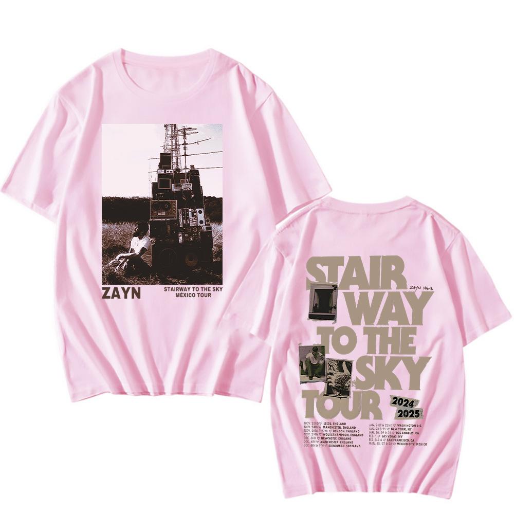Zayn Stairway To The Sky Tour Новые футболки Мужские Женские Хип-хоп Ретро Харадзюку Модные Топы Одежда Высококачественная Хлопковая Футболка Y2K