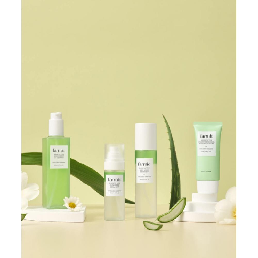 Farmic [2 Pcs] SUper Full Veggie Green Water Essence Tone Up Sun Cream 50ml