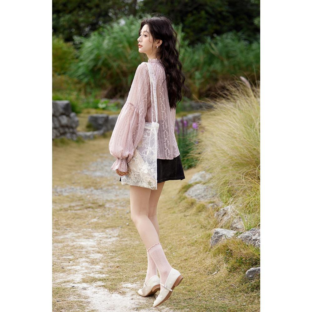 Mishow Модная вышитая блузка с кисточками на бретельках, женская, весна-лето, новая, милая кружевная рубашка с длинными рукавами и буфами MXE11X1704