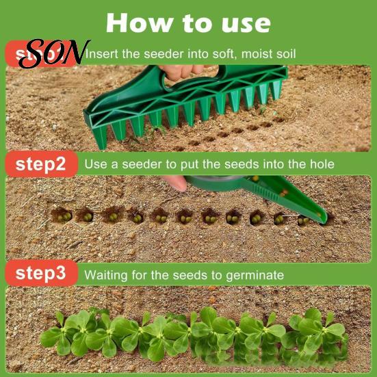 Vegetable Garden Sowing Accessory 12-Hole Row Seeder Tool with Ergonomic Handle for Precision & Soil Digging, Manual Spacer Vegetables Flowers