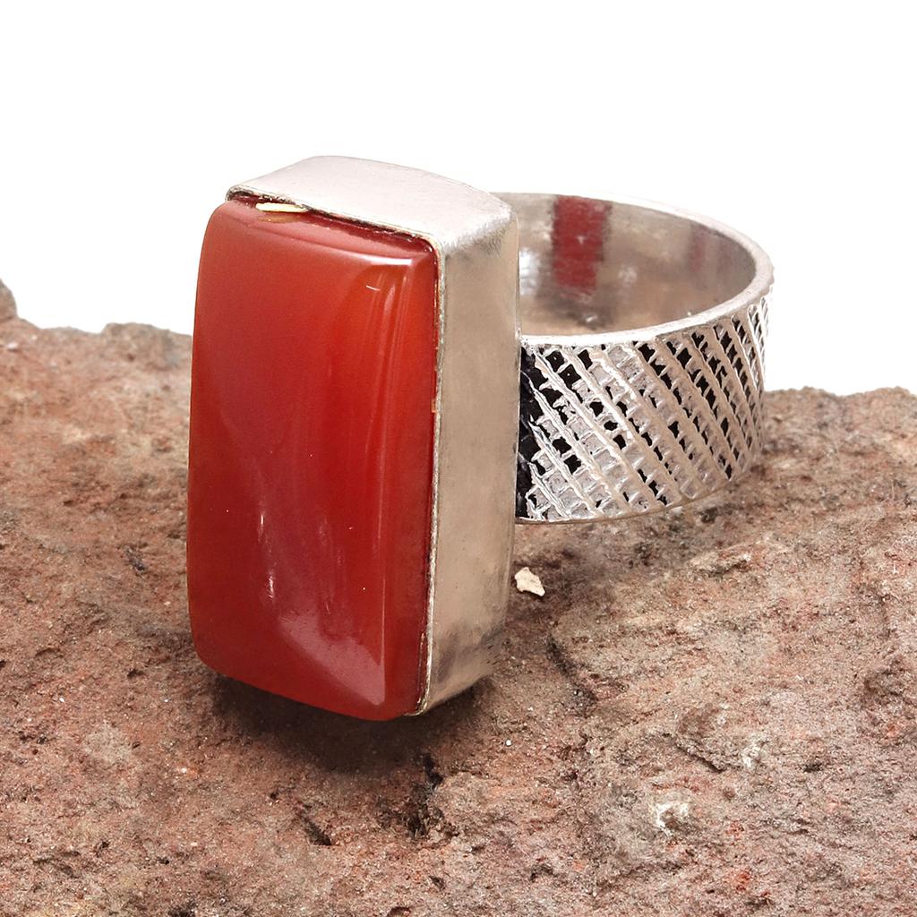 Red Carnelian Gemstone Handmade Silver Jewelry "7.5"