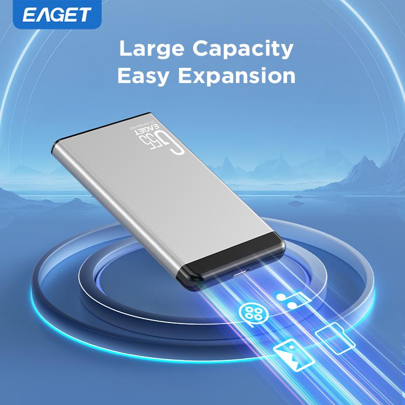 Высокоскоростной внешний жесткий диск USB 3.0 Компактный и прочный 2,5-дюймовый твердотельный накопитель с кабелем USB-C на USB-A для планшетов, игр, файлов, видео