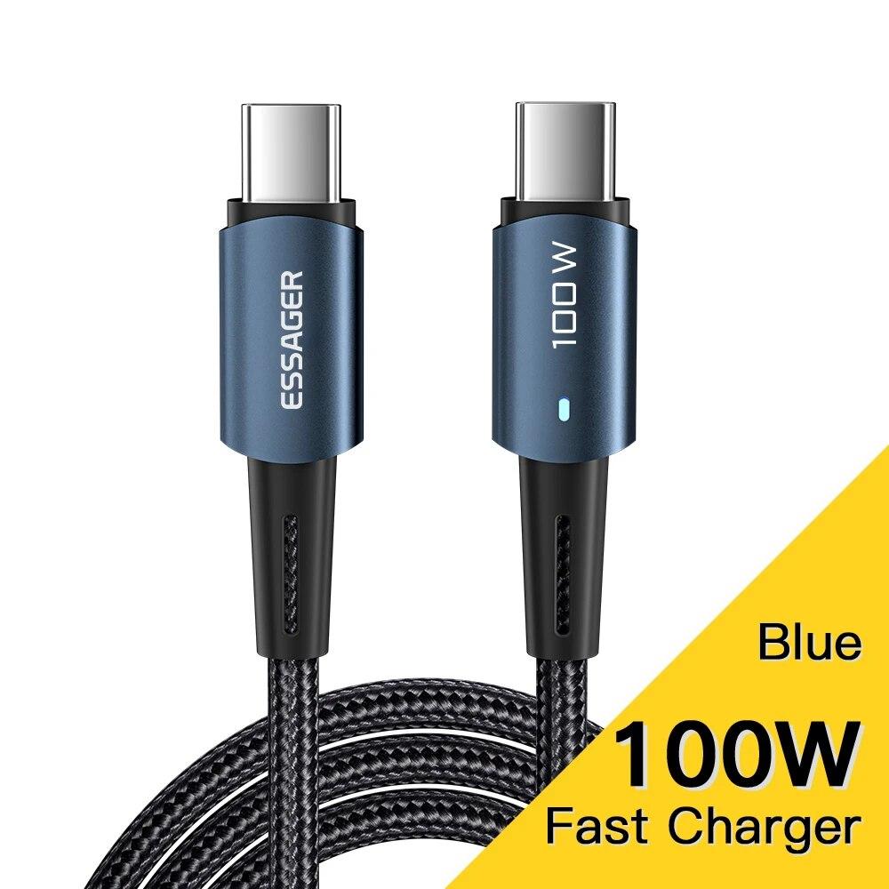 Essager Кабель USB C 100 Вт PD QC 4,0 3,0 Кабель USB типа C Кабель для быстрой зарядки Тип C для MacBook Pro Samsung Xiaomi Зарядный кабель