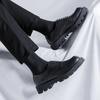 2024 Fashionable Men's British Style Thick Bottomed Work Shoes Brand Classic Black Lace Up Comfortable Square Toe Leather Shoes