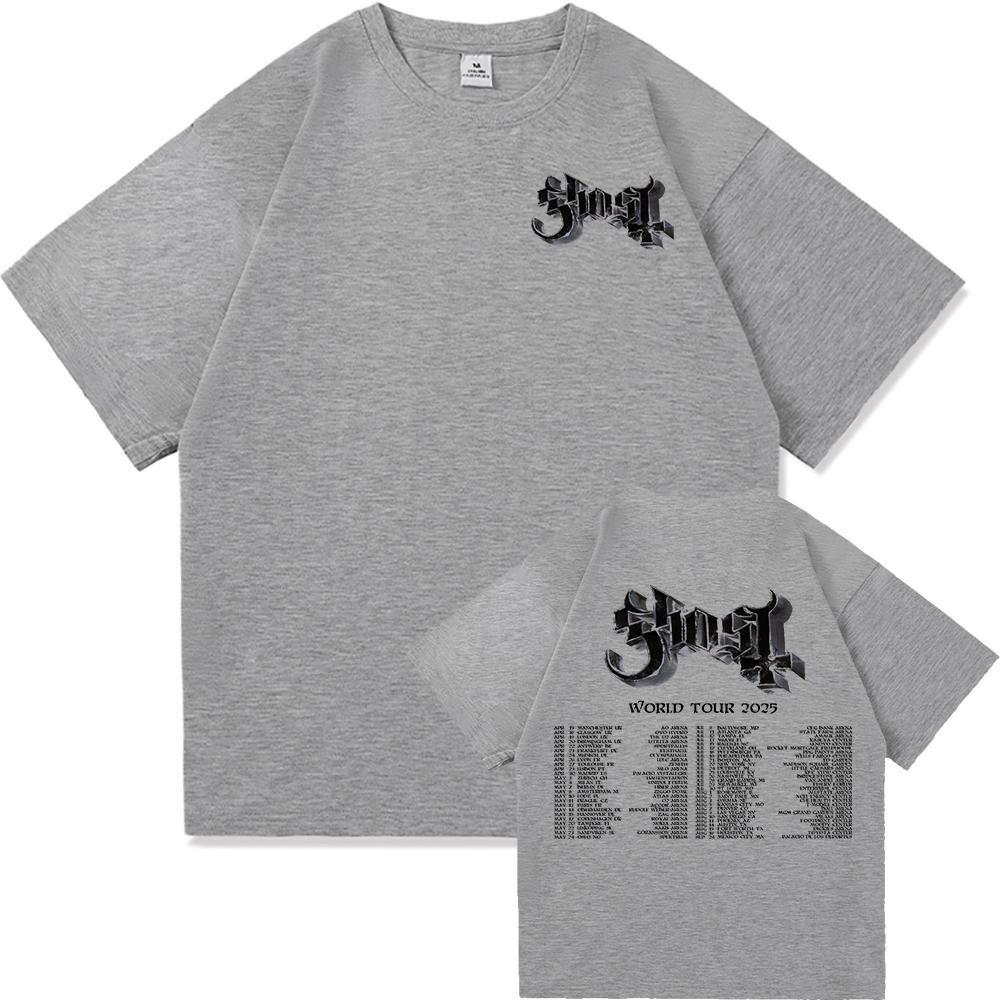 Футболка GHOST SKELETÁ World Tour 2025, модная мужская эстетичная винтажная хип-хоп футболка унисекс, сатанинская повседневная хлопковая футболка.