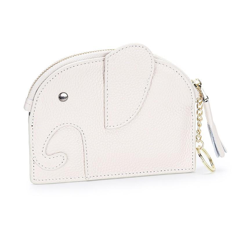 First-layer Cowhide Women's Change Purse Japanese Elephant Creative Tassel Zipper Bag Genuine Leather Key Coin