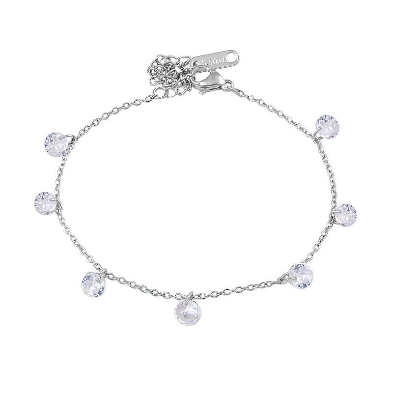 Браслет из титана и титановой стали с кристаллами цвета капли воды