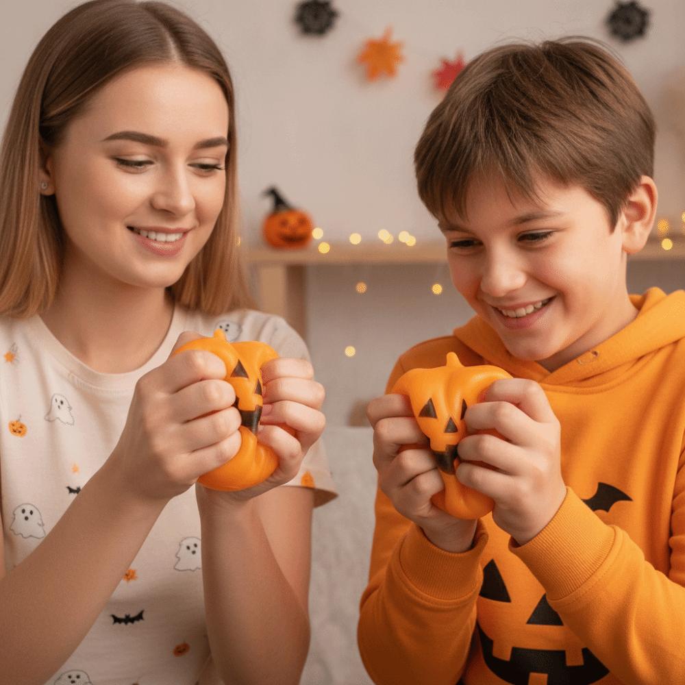 Sticky-Free Ultra-Elastic Pumpkin Squishy Cute TPR Novelty Toys Soft Squeeze Ball Halloween