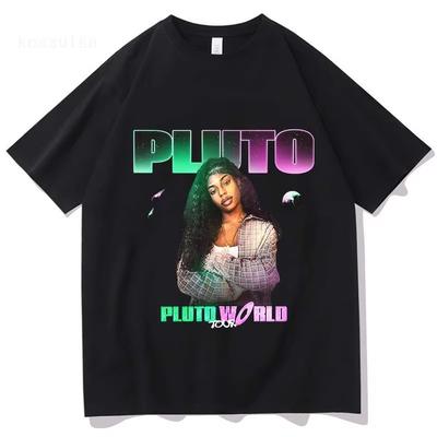 Футболка PLUTO WORLD Tour 2025, свободная, повседневная, с графическим принтом, хлопковая, модная, женская и мужская, в стиле стритвеар.
