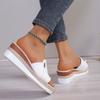 2024 New High Quality Women's Shoes Summer Open Toe Solid Color Wedge Women's Slippers Large Size Casual Women's Beach Shoes