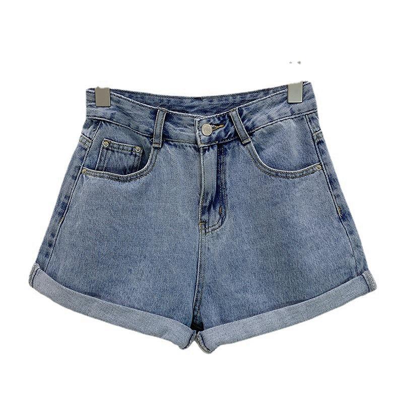 Korean High-Waist A-Line Denim Shorts for Women - Summer Wide Leg, Loose Fit Trend