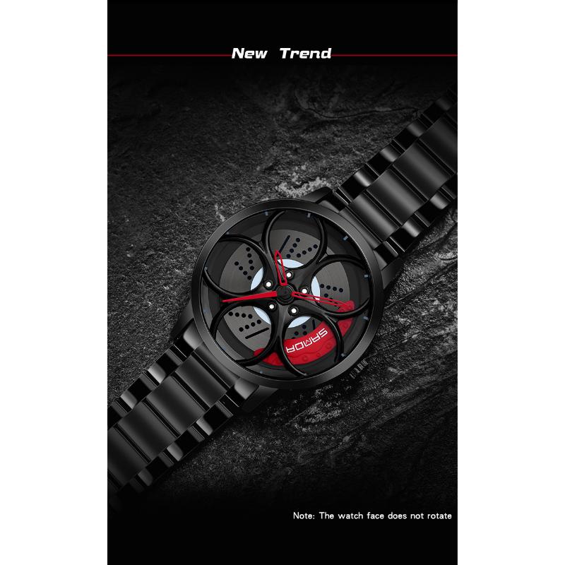 SANDA новые крутые мужские кварцевые часы с колесным циферблатом, повседневные мужские часы со стальным ремнем