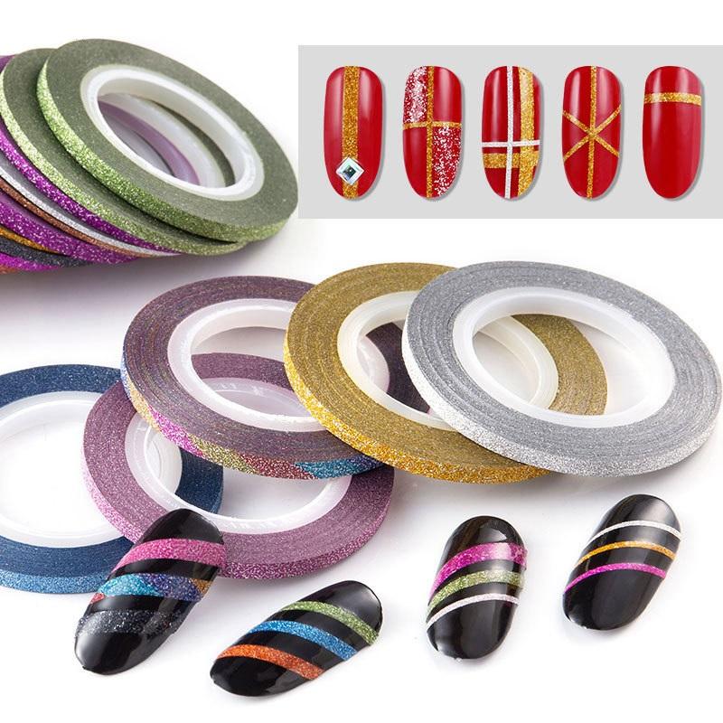 10 рулонов матовой полосатой ленты, линии дизайна ногтей, дизайн, декоративные наклейки, многоцветные наклейки