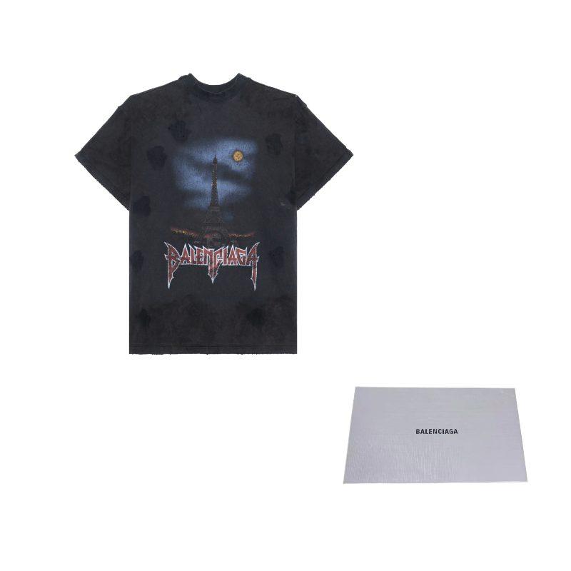 Balenciaga Футболка с двойным передним принтом "Лунная ночь в Париже" 791615TQVY22020