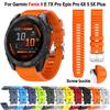 Ремешки Quickfit 26/22 мм для часов Garmin Fenix 8 E 7 7X Pro 6 6X Solar 5X 5 Epix Pro 2 Смарт-часы Силиконовый Ремешок с Серебряной Пряжкой