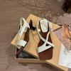 With Skirt Temperament One-word Buckle with Open-toed Square Head Sandals Women's Summer French Beautiful Fairy Style 3cm Small Heels