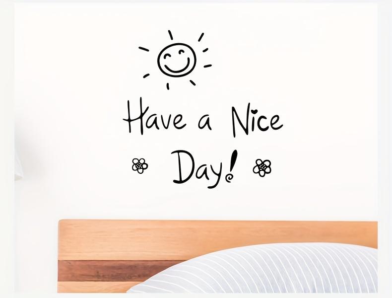 1pc Cheerful "Have a Nice Day" Wall Sticker with Smiling Face & Flowers-Modern PVC Self-Adhesive Decor for Living Room, Bedroom