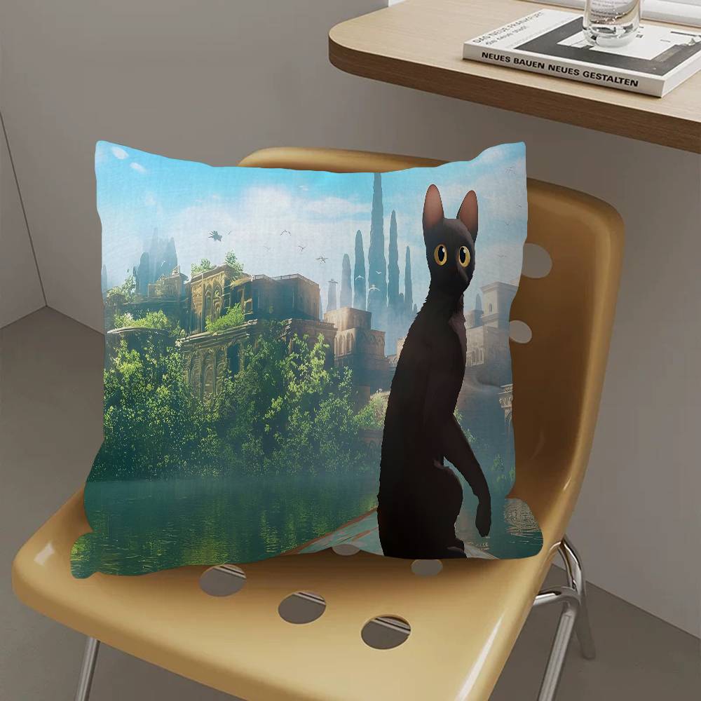 Movie F-Flow Cat Pillow Covers Cartoon Sofa Decorative Home Double-Sided Printing Short Plush Cute Cushion Cover