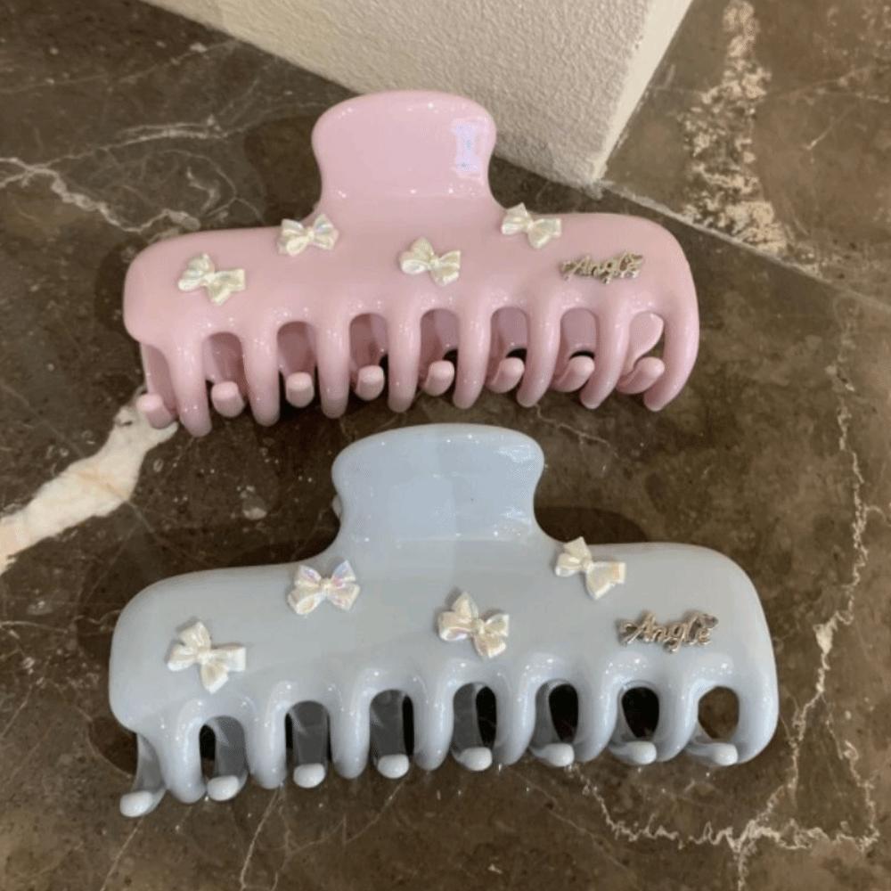 Plastic Bow Hair Claw PC Large Shark Clip Personalized Bowknot Hair Clip Streetwear