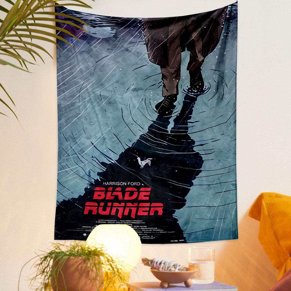Blade Runner Replicant Tapestry Wall Hanging, Retro Film Noir Sci-Fi Art, Vintage Cyberpunk Wall Decor for Bedroom Dorm
