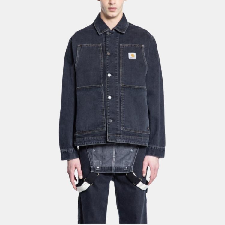 Carhartt WIP Джинсовая куртка с пуговицами и длинным рукавом с логотипом Мужские куртки Черный I034866-89-06