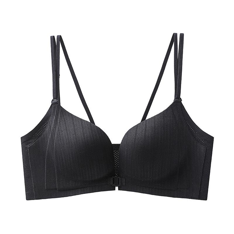 Adjustable female anti-sagging front buckle seamless cup bra cover sexy thin shoulder straps cross beautiful back