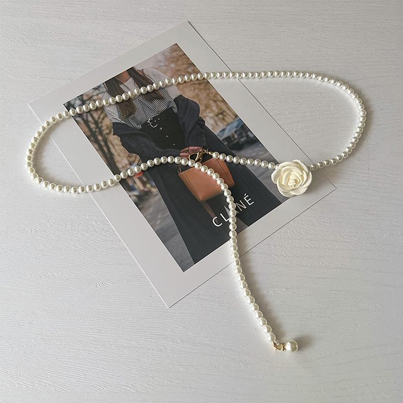 Жемчужная цепочка на талию для женщин Декоративные цветы Тонкий пояс-цепочка для женщин Юбка Повседневная Сладкий ветер