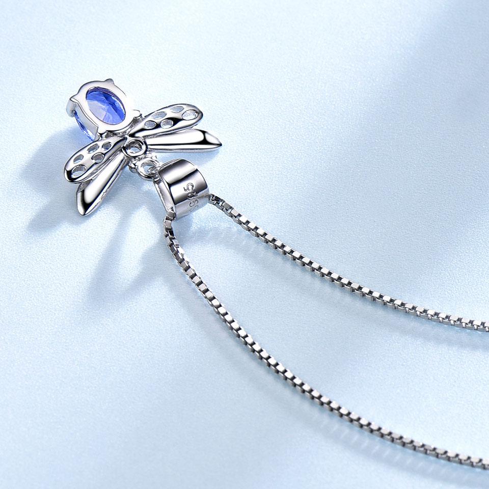 Подвеска танзанит овальная стрекоза 45 см 925 стерлингового серебра белый циркон модные ювелирные изделия ожерелья