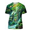 3D Printed Landscape T-shirt Chinese Art Painting T Shirt For Men Fashion Round Neck Short-sleeved Oversized Summer Tees Tops