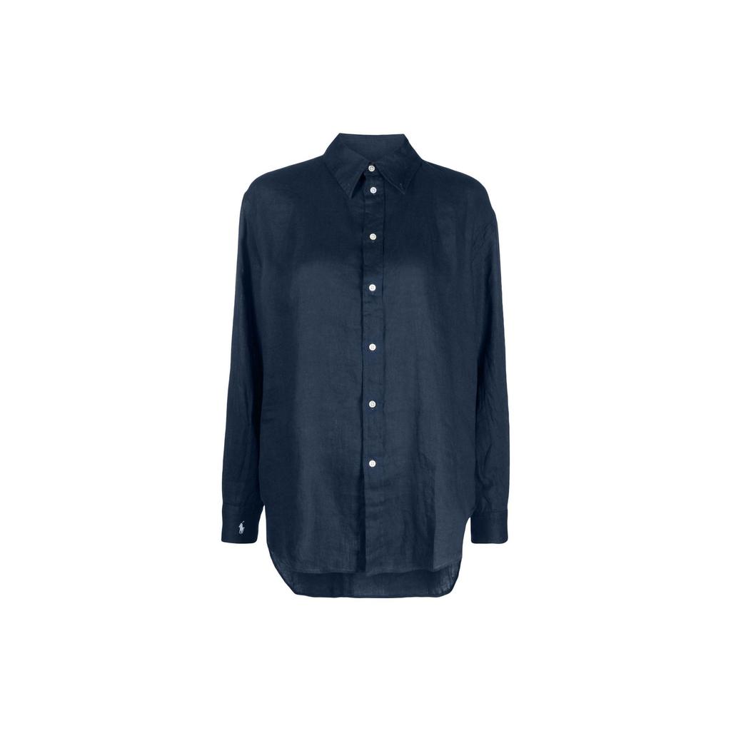 Polo Ralph Lauren Ss23 Solid Logo Embroidered Long Sleeve Shirt Women Shirts Navy-Blue 211892370-005