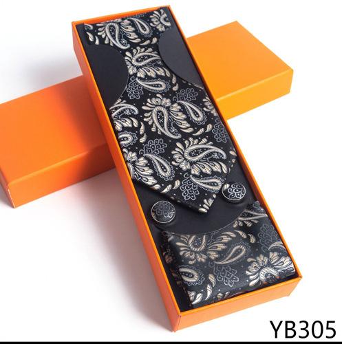 Мужской галстук с квадратной манжетой, подарочный набор в деловой повседневной оранжевой подарочной коробке