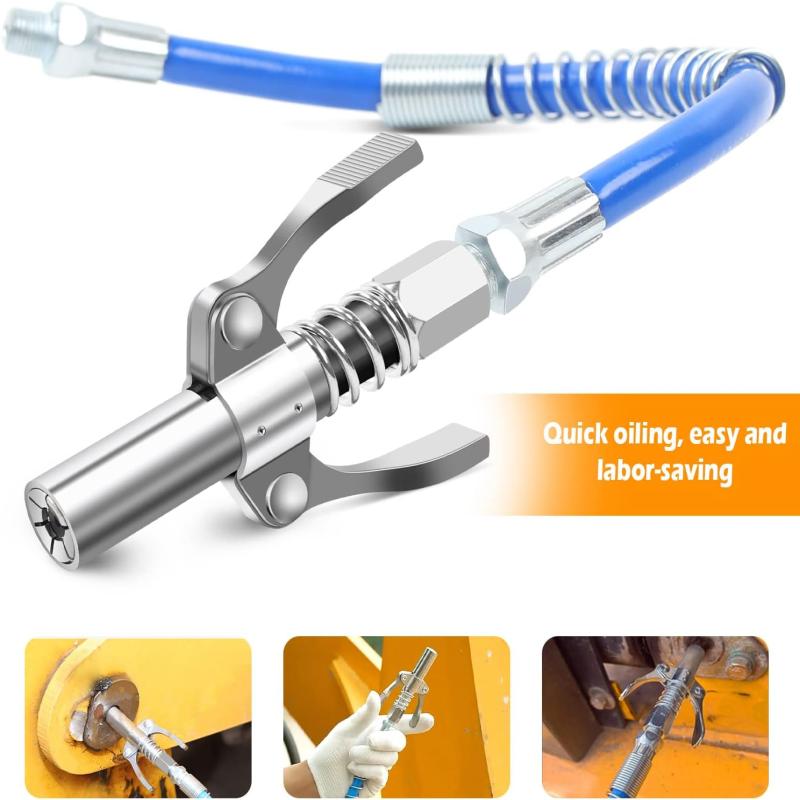 10000PSI Grease Coupler Heavy-Duty Quick Release Oil Grease Gun Coupler Two Press Easy To Push Grease Gun Oil Pump