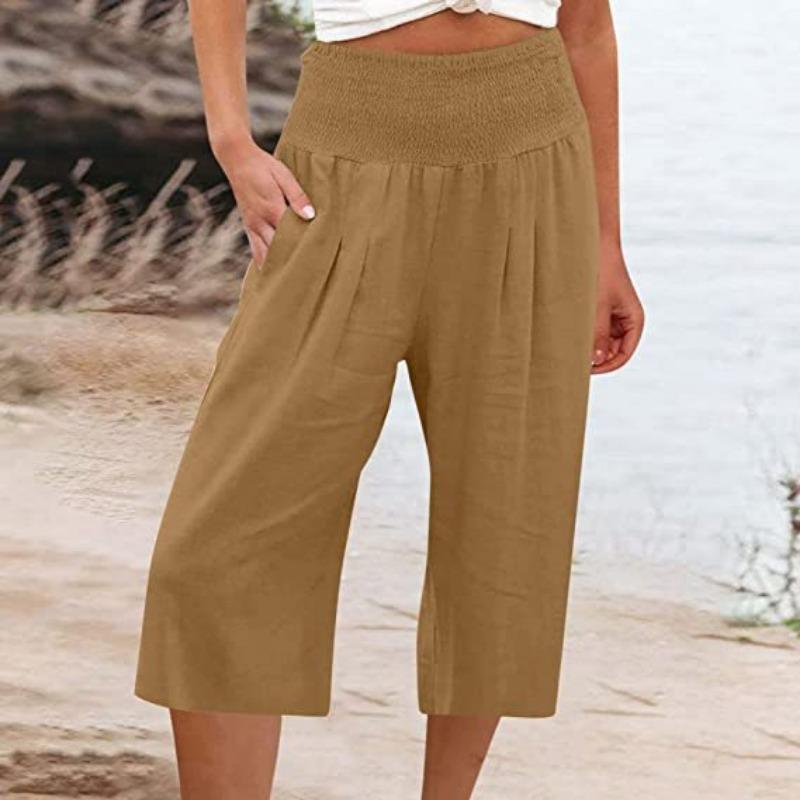 Women's Casual Loose Wide Leg Seven-tenths Pants for Summer Fashion Comfortable Breathable High Waist