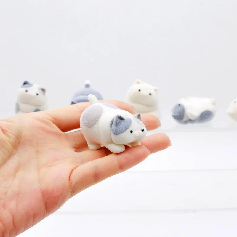 Flocked Fat Kitten Flocking Cats Blind Box Toys Kawaii Cute Doll Gifts Toys Collect Ornaments Kids Gifts