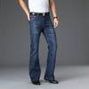 Mens Flared Jeans Boot Cut Leg Flared Male Designer Classic Denim Jeans High Waist Stretch Loose Flared Denim Dark Blue Jeans