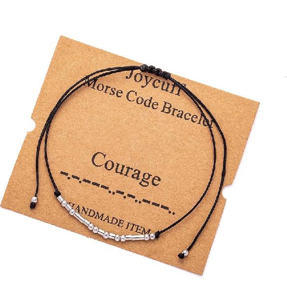 Вдохновляющие браслеты азбукой Морзе Мотивационное ободрение Памятные Уникальные подарки Шнурок Нержавеющая сталь Дружба Регулируемые Серебряные браслеты для