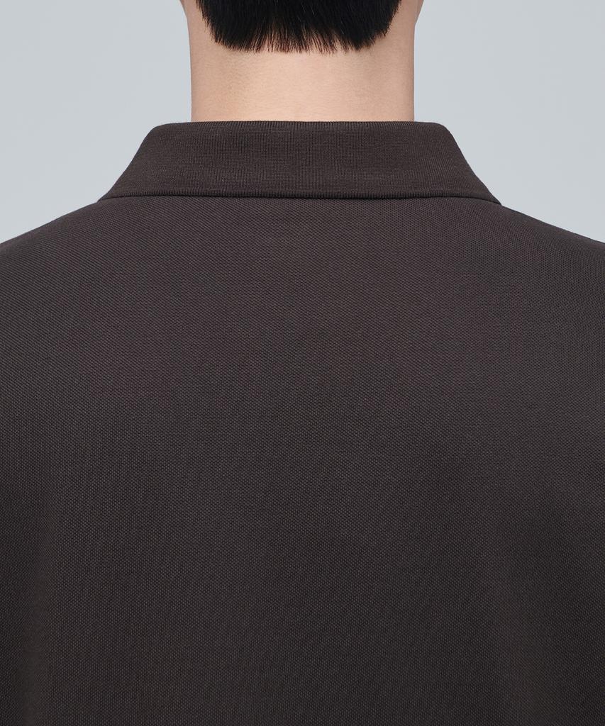 MUSINSA STANDARD Slit Neck Pique Polo Shirt [Dark Brown]
