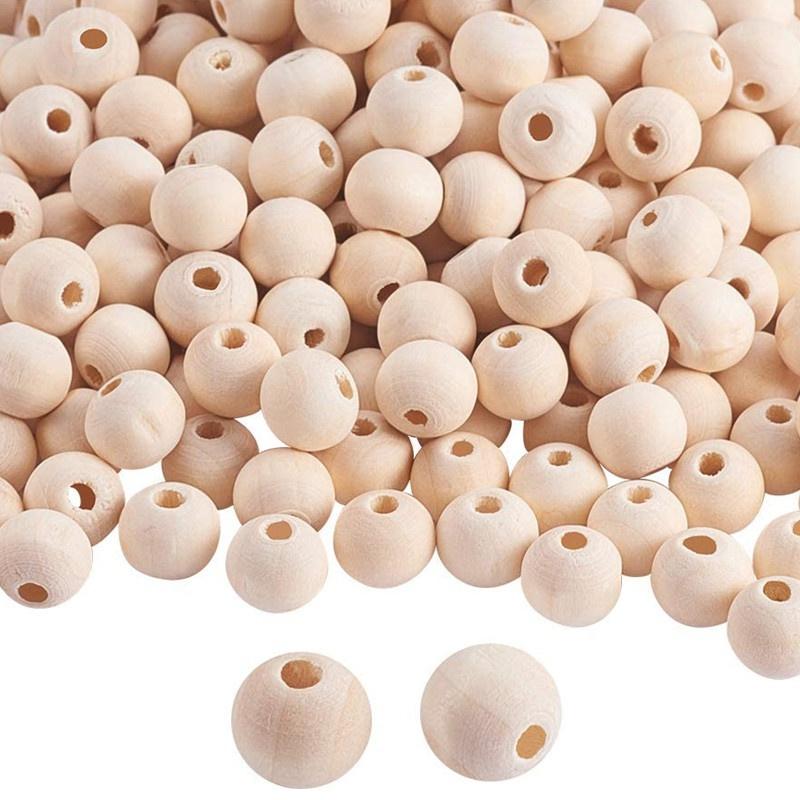 50/100/200PCS Wooden Bead Natural Beads Round Wood Beads for Crafts DIY Handmade Decorations Jewellery Craft Making (8mm,10mm)
