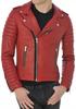 Men's Red Jacket Genuine Lambskin Leather Motorcycle Biker Handmade Casual Style Soft